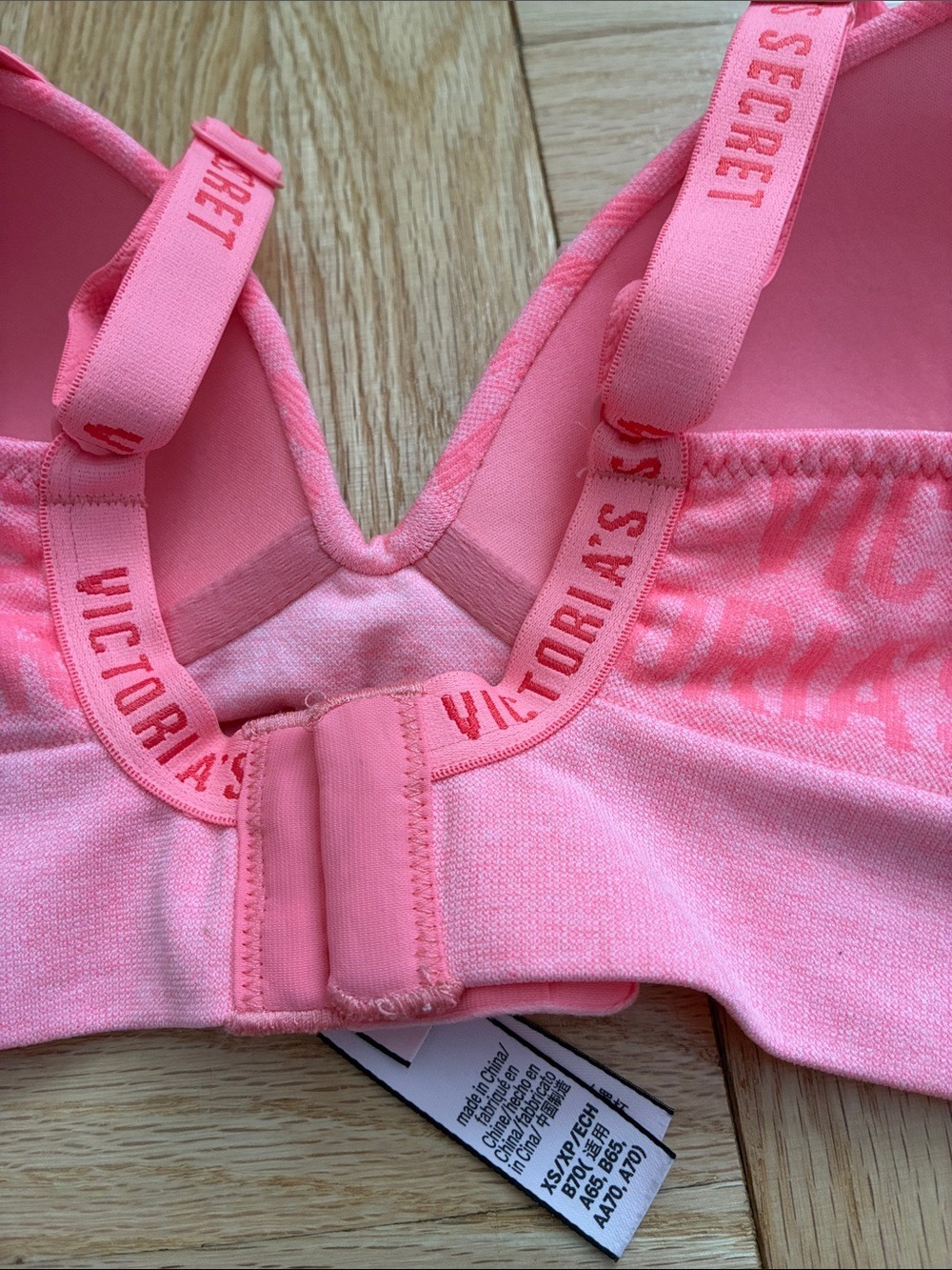 Victoria's Secret Logo Seamless Plunge Bra Coral Pink Heather Blue XS - Picture 5 of 5